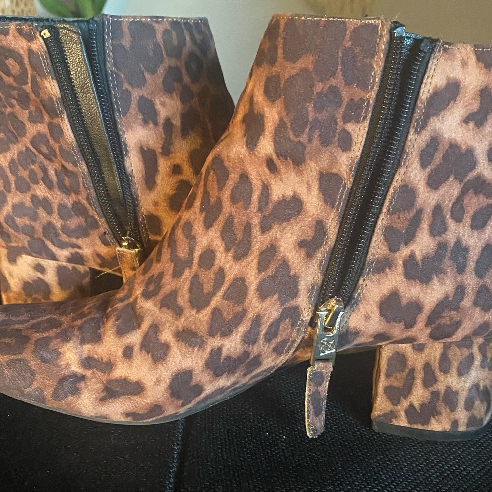 Sam & Libby Leopard Print Ankle Booties in Brown and Black